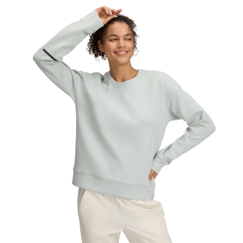 Hoodie-under-armour-para-mujer-Unstoppable-Flc-Crew-para-moda-color-verde.-Frente-Sin-Modelo