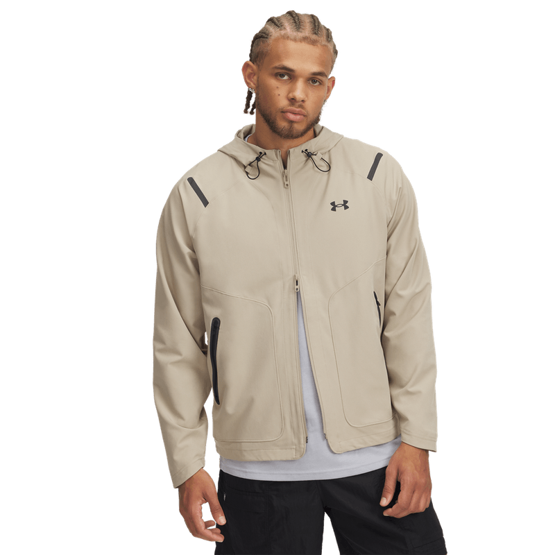 Sudadera-under-armour-para-hombre-Ua-Unstoppable-Jacket-Lc-para-moda-color-beige.-Frente-Sin-Modelo