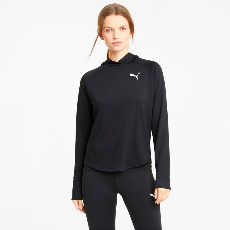 Hoodie-puma-para-mujer-Active-Hoodie-W-para-moda-color-negro.-Frente-Con-Modelo