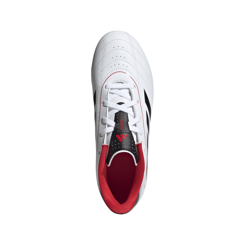 Guayos-adidas-para-niño-Goletto-Ix-Fg-Mg-J-para-futbol-color-blanco.-Vista-Lateral-Pares