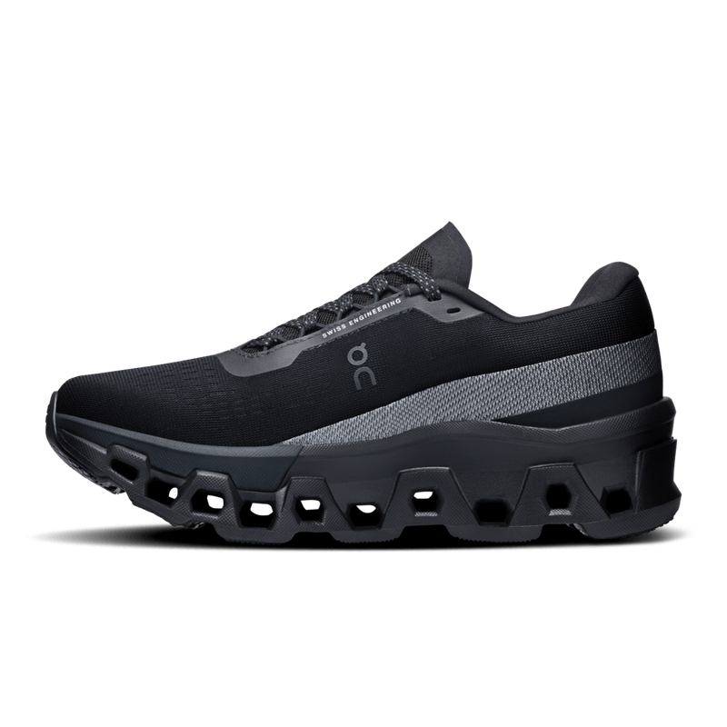 Tenis-on-para-mujer-Cloudmonster-2-para-correr-color-negro.-Lateral-Interna-Izquierda