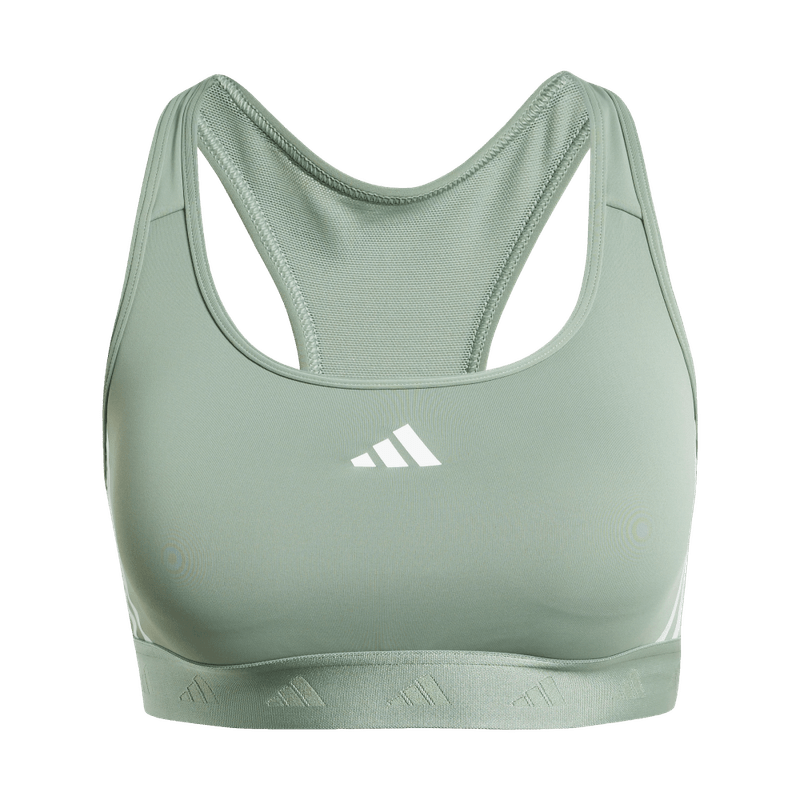 Top-adidas-para-mujer-Pwr-Ms-Hyglm-para-entrenamiento-color-verde.-Frontal-Sobre-Modelo