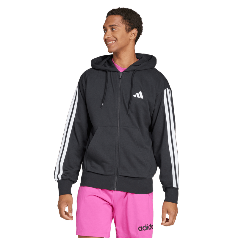 Chaqueta-adidas-para-hombre-M-3S-Ft-Fz-Hd-para-moda-color-negro.-Frontal-Sobre-Modelo-1