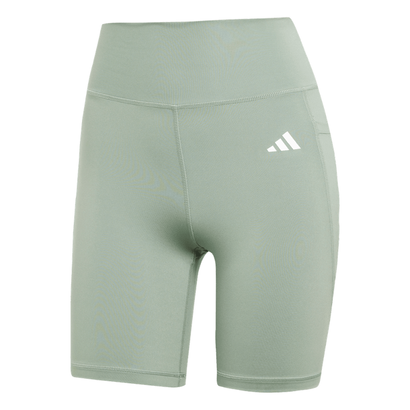 Licra-adidas-para-mujer-Opt-Ess-St-7In-para-entrenamiento-color-verde.-Lateral-Sobre-Modelo