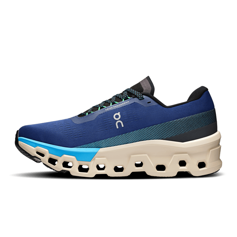 Tenis-on-para-hombre-Cloudmonster-2-para-correr-color-azul.-Lateral-Interna-Izquierda