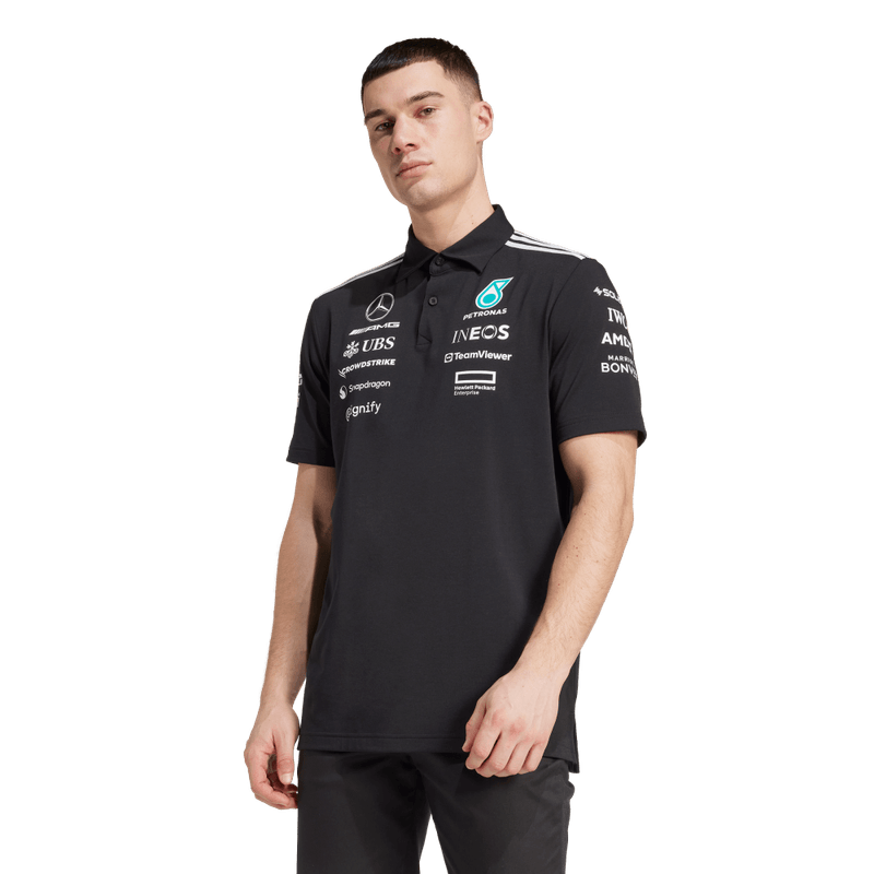 Polo-adidas-para-hombre-Mer-Tm-Polo-Bm-para-moda-color-negro.-Frente-Sobre-Modelo