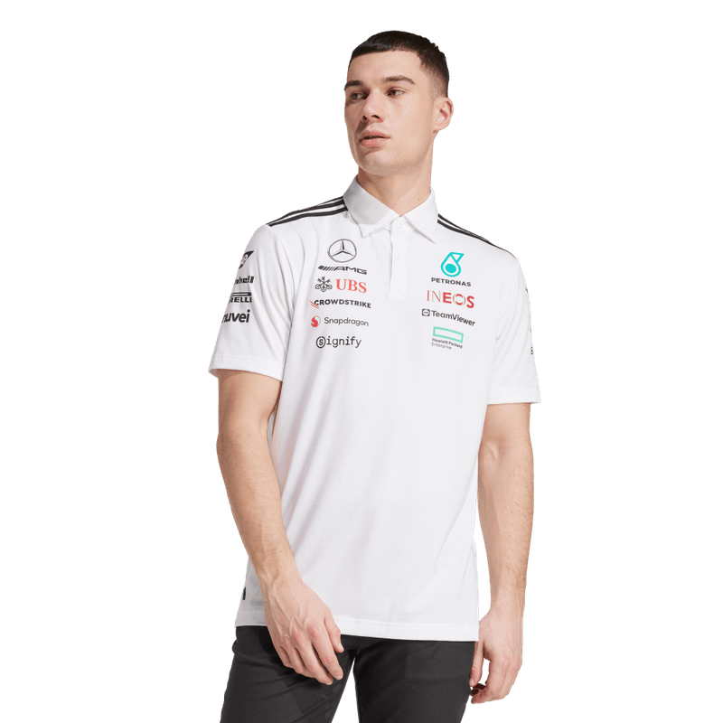 Polo-adidas-para-hombre-Mer-Tm-Polo-Wm-para-moda-color-blanco.-Frente-Sobre-Modelo