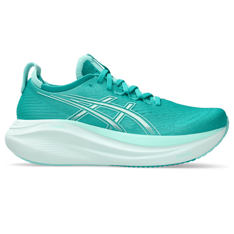 Tenis-asics-para-mujer-Gel-Nimbus-27-para-correr-color-azul.-Lateral-Externa-Derecha