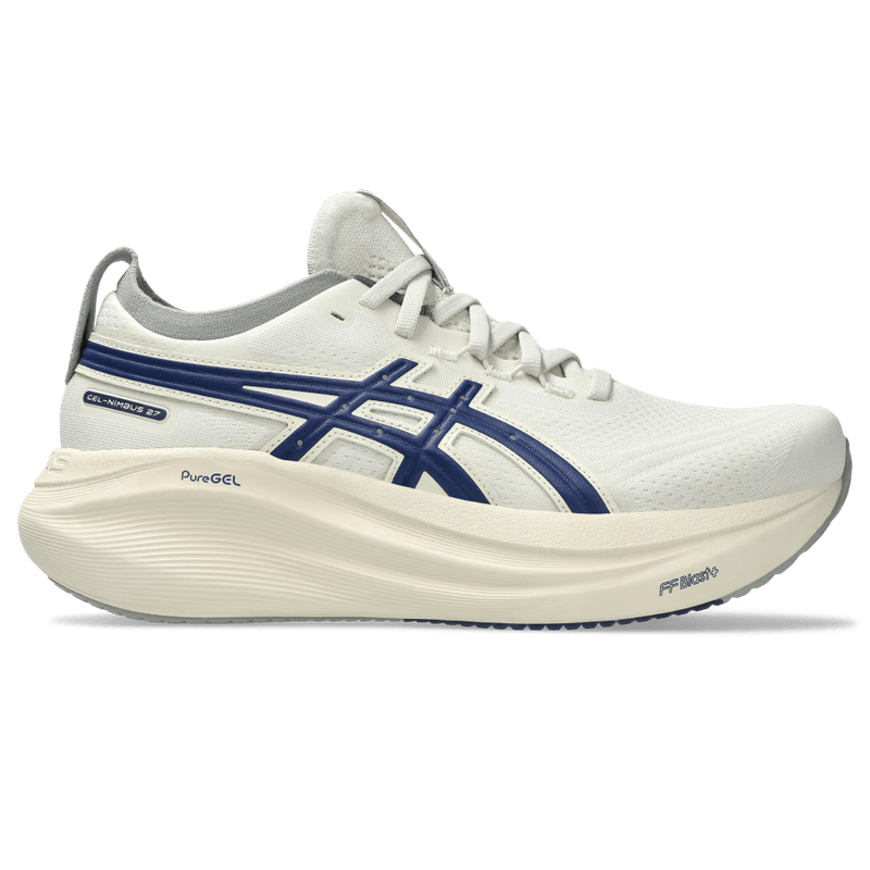 Tenis-asics-para-mujer-Gel-Nimbus-27-Atc-para-correr-color-beige.-Lateral-Externa-Derecha