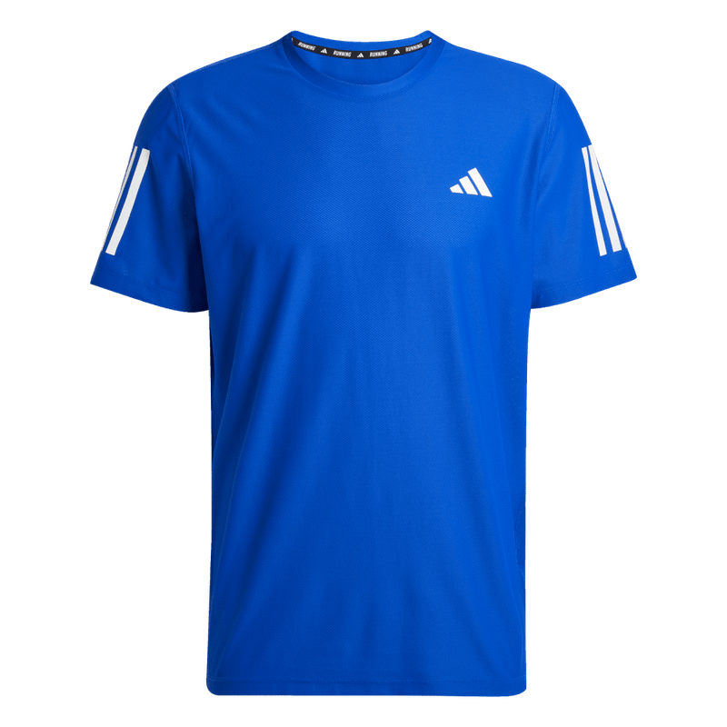 Camiseta-Manga-Corta-adidas-para-hombre-Otr-B-Tee-para-correr-color-azul.-Frontal-Sobre-Modelo