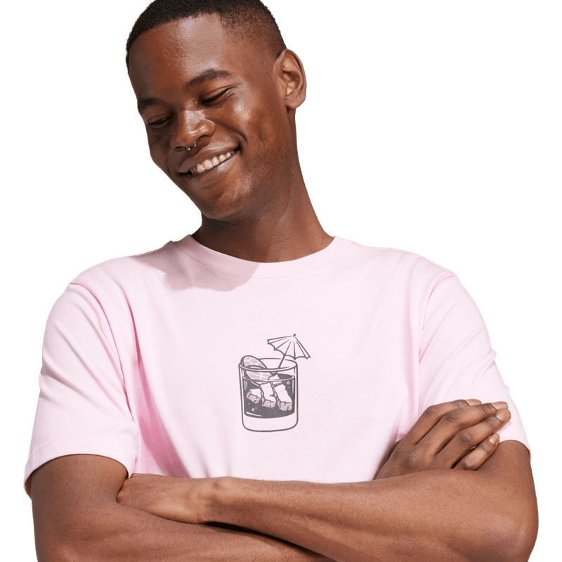 Camiseta-Manga-Corta-adidas-para-hombre-M-L-Drink-Tee-para-moda-color-rosado.-Detalle-Reflectivo-Modelo