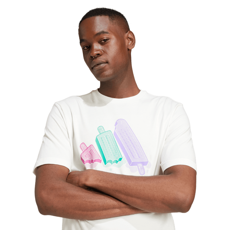 Camiseta-Manga-Corta-adidas-para-hombre-M-L-Ice-Tee-para-moda-color-blanco.-Detalle-Reflectivo-Modelo