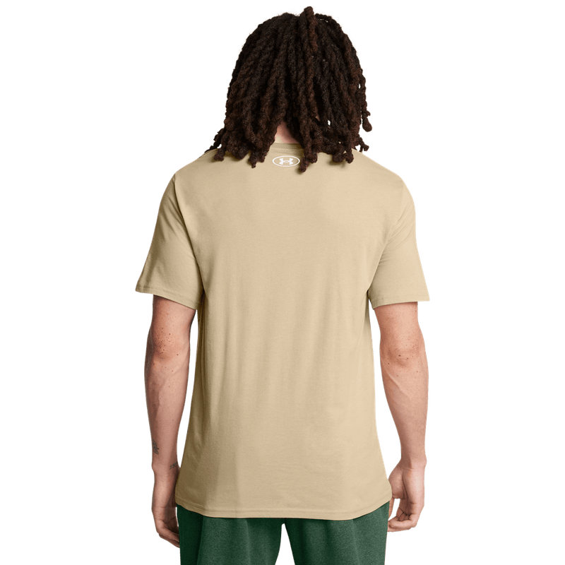 Camiseta-Manga-Corta-under-armour-para-hombre-Ua-M-Sportstyle-Lc-Ss-para-moda-color-beige.-Reverso-Sin-Modelo