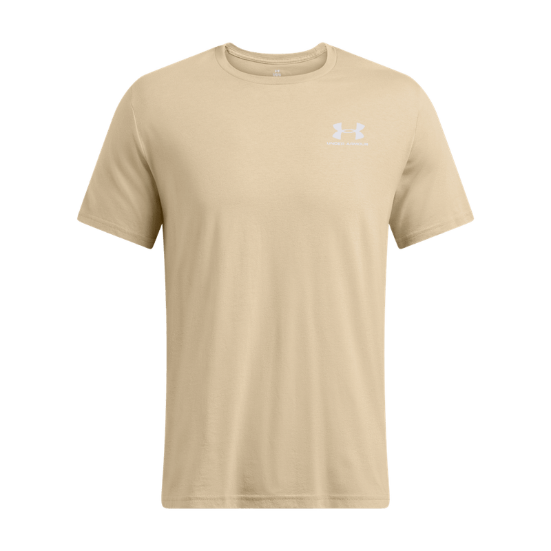 Camiseta-Manga-Corta-under-armour-para-hombre-Ua-M-Sportstyle-Lc-Ss-para-moda-color-beige.-Frente-Sin-Modelo
