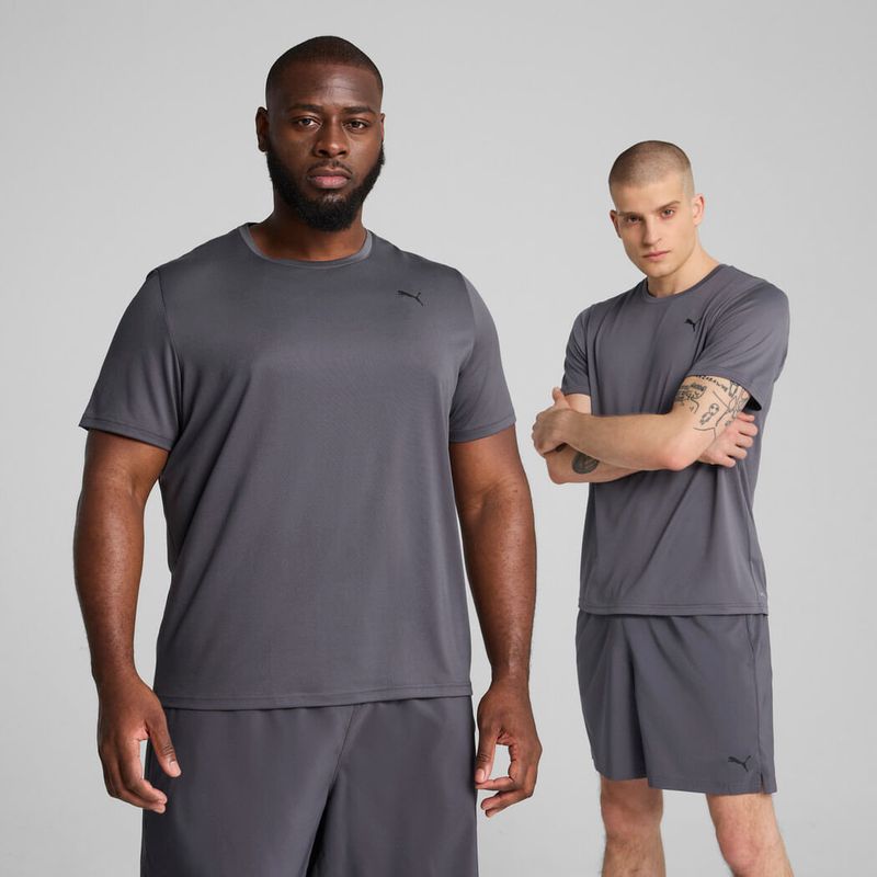 Camiseta-Manga-Corta-puma-para-hombre-M-Tad-Essentials-Left-Chest-Logo-Tee-para-entrenamiento-color-gris.-Frente-Con-Modelo
