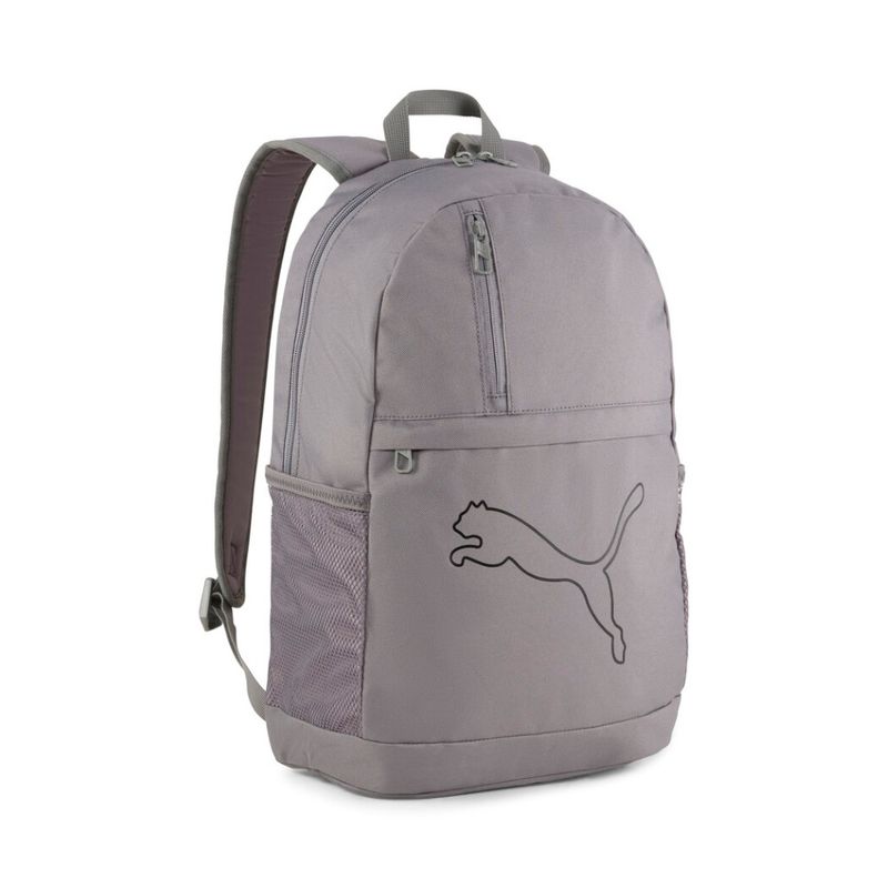 Morral-puma-para-hombre-Puma-Plus-Backpack-para-moda-color-gris.-Frente-Sin-Modelo