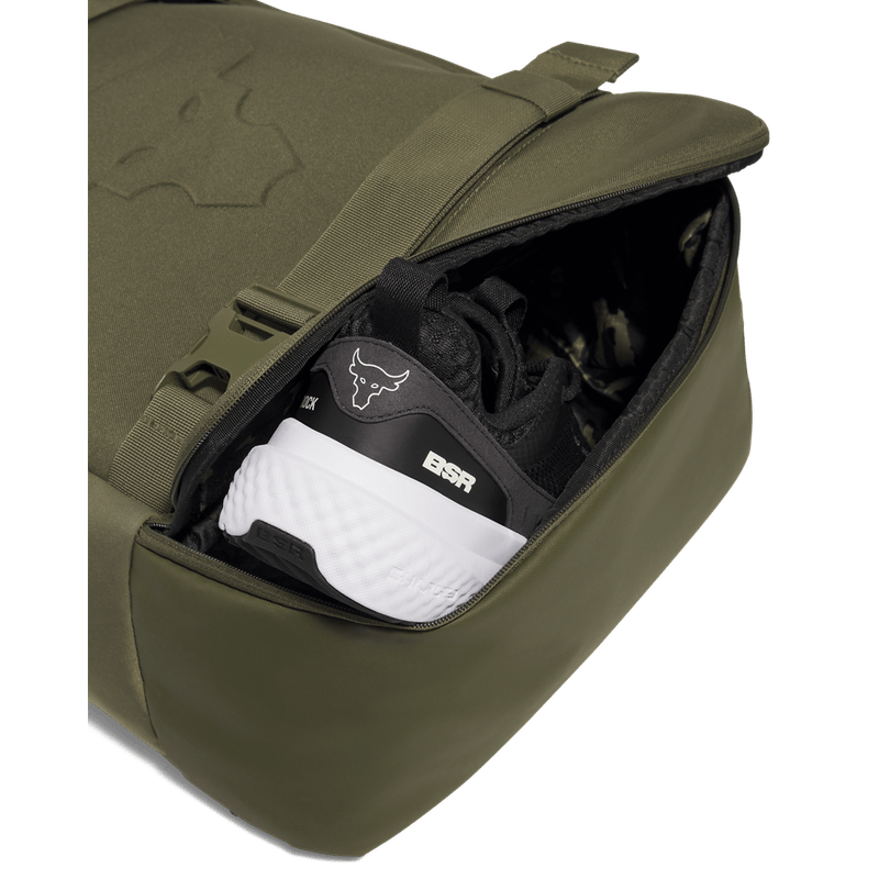 Morral-under-armour-unisex-Ua-Project-Rock-Box-Df-Bp-para-entrenamiento-color-verde.-Bolsillo-Inferior