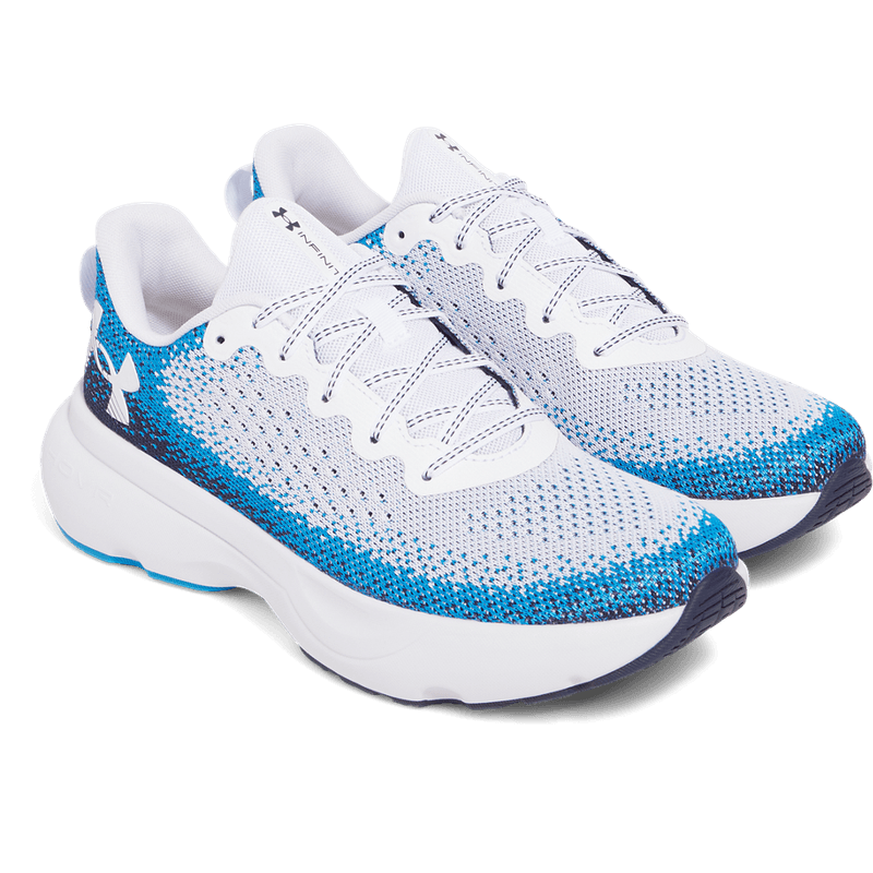 Tenis-under-armour-para-hombre-Ua-Infinite-para-correr-color-blanco.-Par-Alineados
