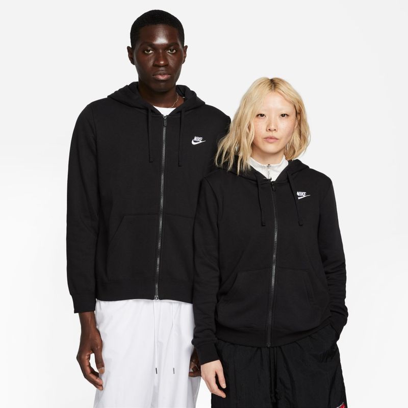 Hoodie-nike-para-mujer-W-Nsw-Club-Flc-Fz-Hoodie-Std-para-moda-color-blanco.-Frente-Sobre-Modelo