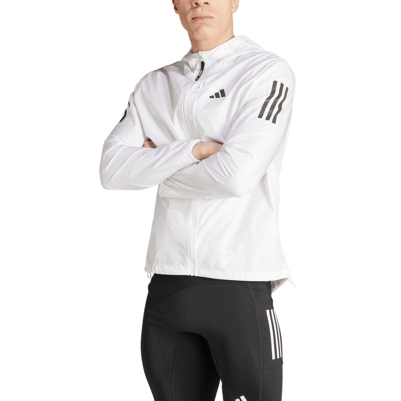 Chaqueta-adidas-para-hombre-Otr-B-Jkt-para-correr-color-blanco.-Frontal-Sobre-Modelo