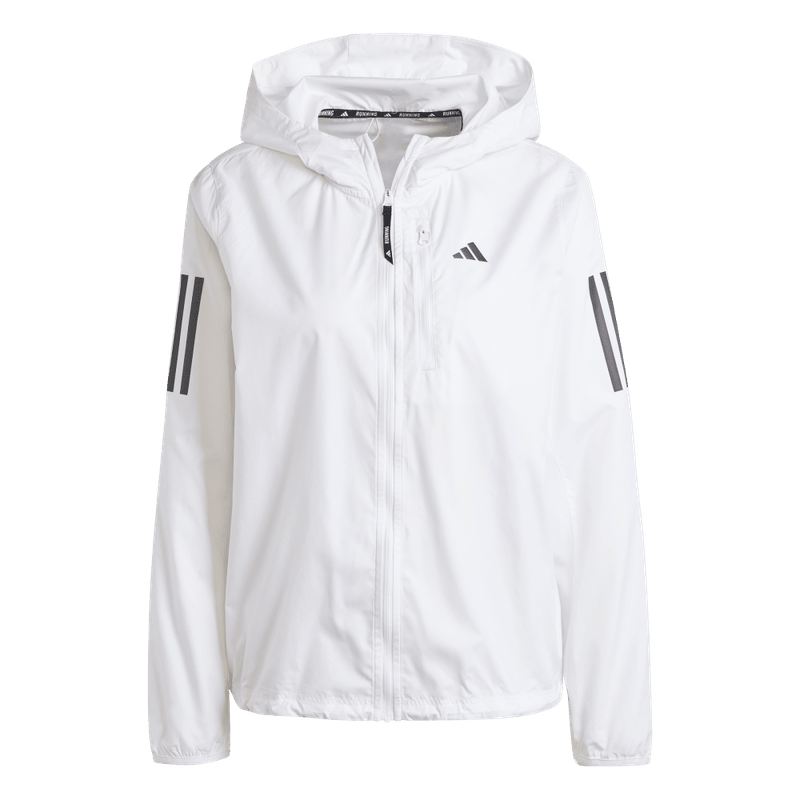 Chaqueta-adidas-para-mujer-Otr-B-Jkt-para-correr-color-blanco.-Frontal-Sobre-Modelo
