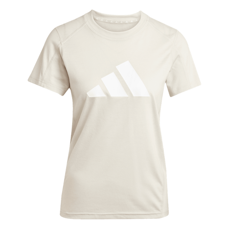 Camiseta-Manga-Corta-adidas-para-mujer-Tr-Es-Logo-T-para-entrenamiento-color-gris.-Frontal-Sobre-Modelo