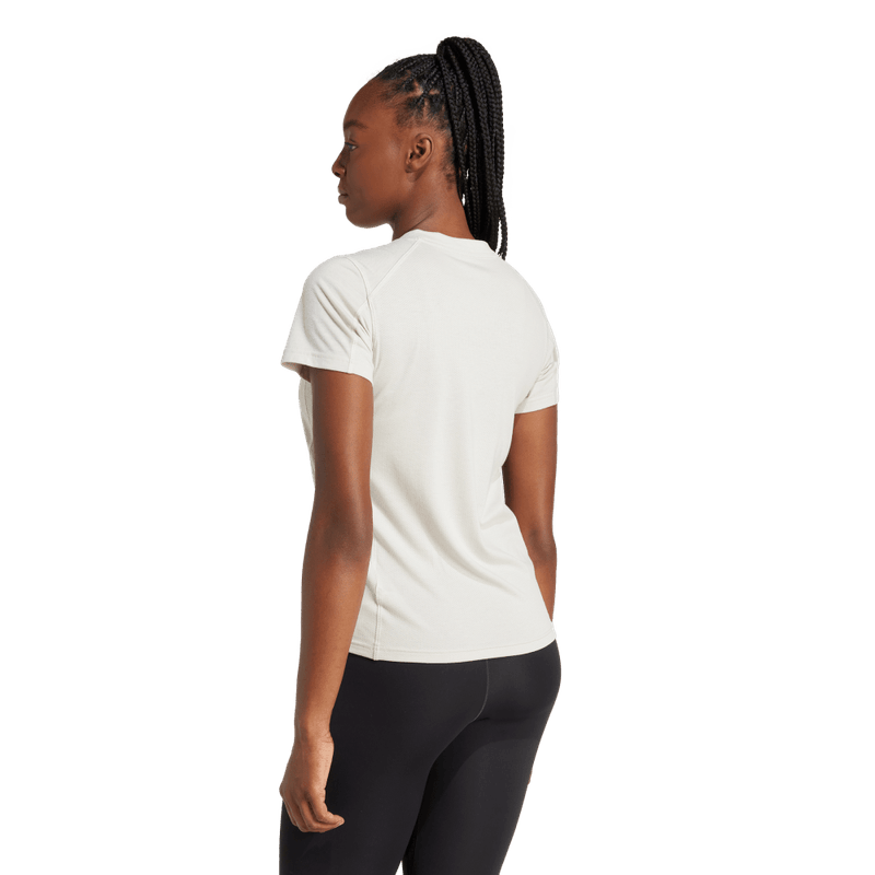 Camiseta-Manga-Corta-adidas-para-mujer-Tr-Es-Logo-T-para-entrenamiento-color-gris.-Reverso-Sin-Modelo
