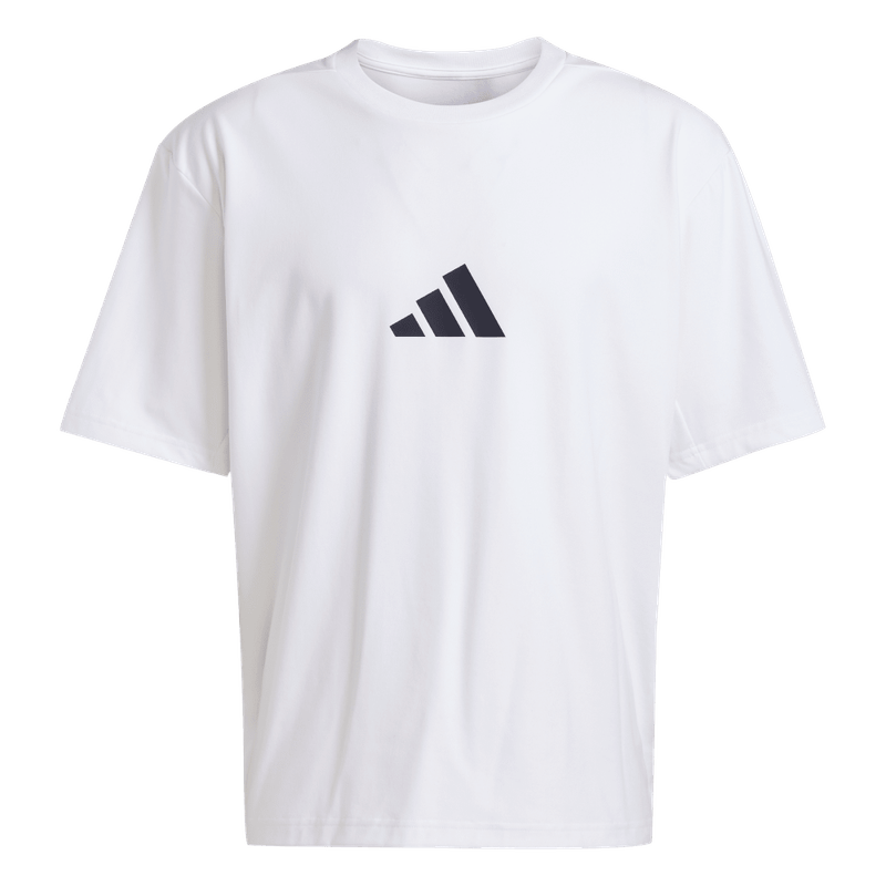 Camiseta-Manga-Corta-adidas-para-hombre-M-Z.N.E.-Tee-Lo-para-moda-color-blanco.-Frontal-Sobre-Modelo