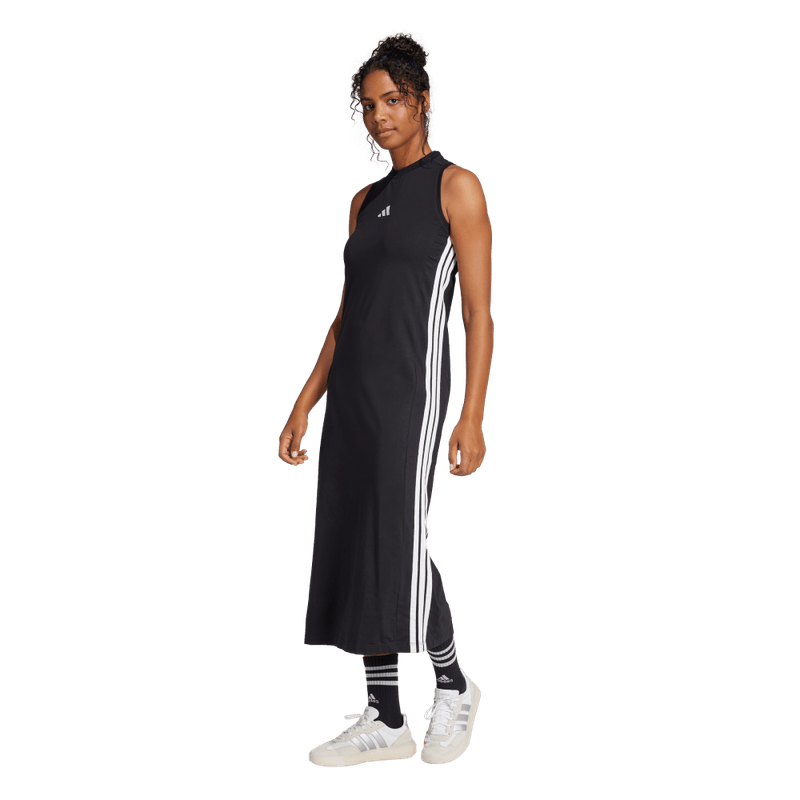 Vestido-adidas-para-mujer-W-3S-Sj-Dre-para-moda-color-negro.-Frente-Sobre-Modelo
