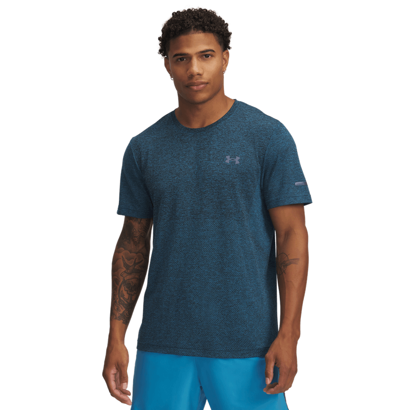Camiseta-Manga-Corta-under-armour-para-hombre-Ua-Seamless-Stride-Ss-para-correr-color-azul.-Frente-Sin-Modelo