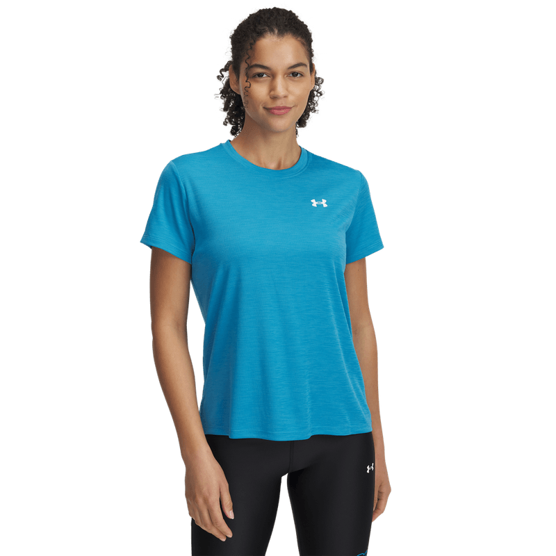 Camiseta-Manga-Corta-under-armour-para-mujer-Tech-Textured-Ssc-para-entrenamiento-color-azul.-Frente-Sin-Modelo