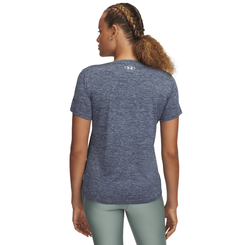 Camiseta-Manga-Corta-under-armour-para-mujer-Tech-Ssc--Twist-para-entrenamiento-color-gris.-Reverso-Sin-Modelo