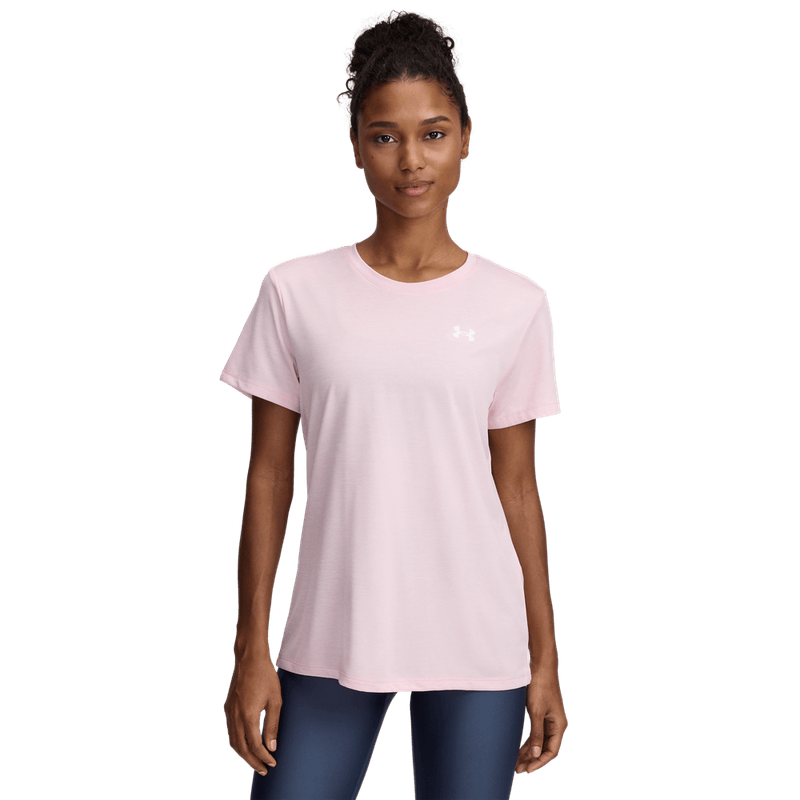 Camiseta-Manga-Corta-under-armour-para-mujer-Tech-Ssc--Twist-para-entrenamiento-color-rosado.-Frente-Sin-Modelo