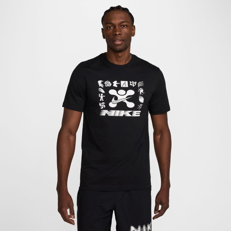 Camiseta-Manga-Corta-nike-para-hombre-M-Nk-Tee-Gym-Life-para-entrenamiento-color-negro.-Frente-Sobre-Modelo