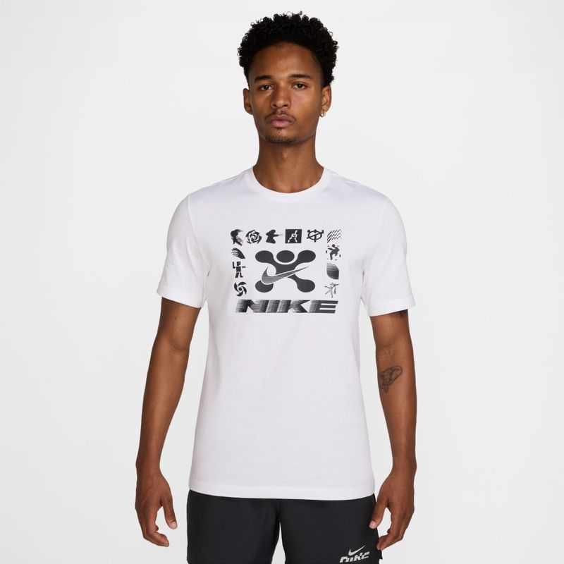 Camiseta-Manga-Corta-nike-para-hombre-M-Nk-Tee-Gym-Life-para-entrenamiento-color-blanco.-Frente-Sobre-Modelo