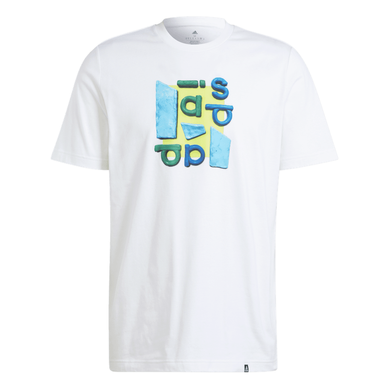 Camiseta-Manga-Corta-adidas-para-hombre-M-Pr-2Tone-T-para-moda-color-blanco.-Frontal-Sobre-Modelo