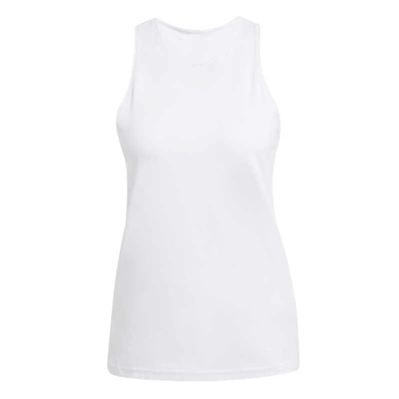 Camiseta-Manga-Sisa-adidas-para-mujer-Club-Tank-para-tenis-color-blanco.-Frontal-Sobre-Modelo