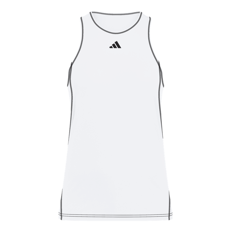 Camiseta-Manga-Sisa-adidas-para-mujer-Club-Tank-para-tenis-color-blanco.-Frente-Sobre-Modelo