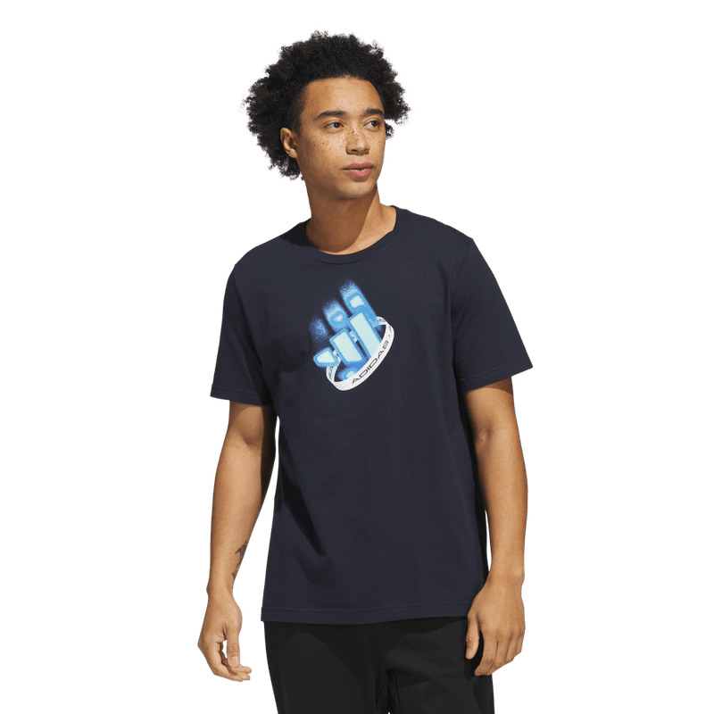 Camiseta-Manga-Corta-adidas-para-hombre-M-Neon-Festvl-T-para-moda-color-azul.-Frontal-Sobre-Modelo-2