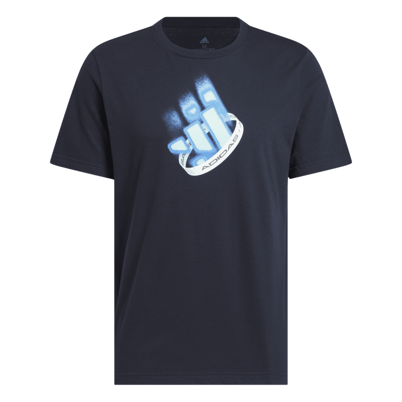Camiseta-Manga-Corta-adidas-para-hombre-M-Neon-Festvl-T-para-moda-color-azul.-Frontal-Sobre-Modelo