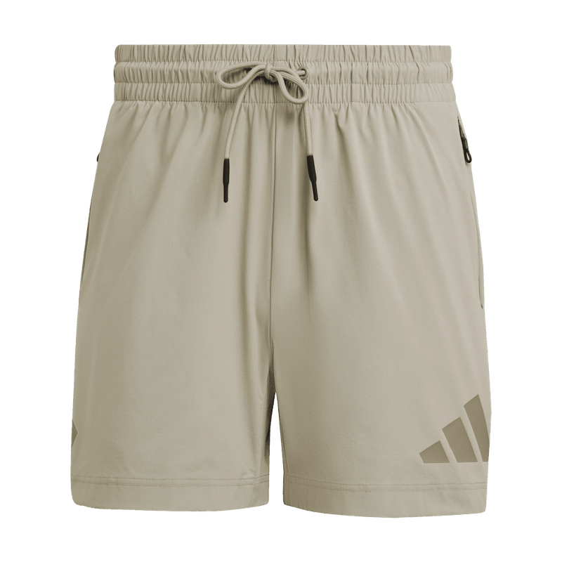 Pantaloneta-adidas-para-hombre-M-Z.N.E.-Wv-Sho-para-moda-color-beige.-Frontal-Sobre-Modelo