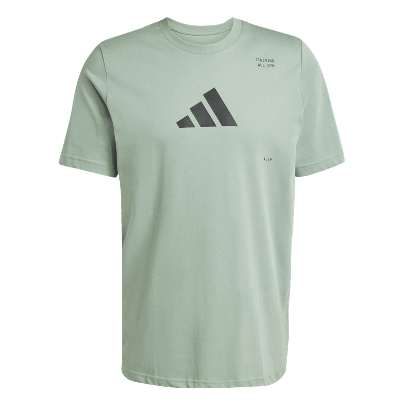 Camiseta-Manga-Corta-adidas-para-hombre-M-Tr-Cat-G-T-para-entrenamiento-color-verde.-Frontal-Sobre-Modelo