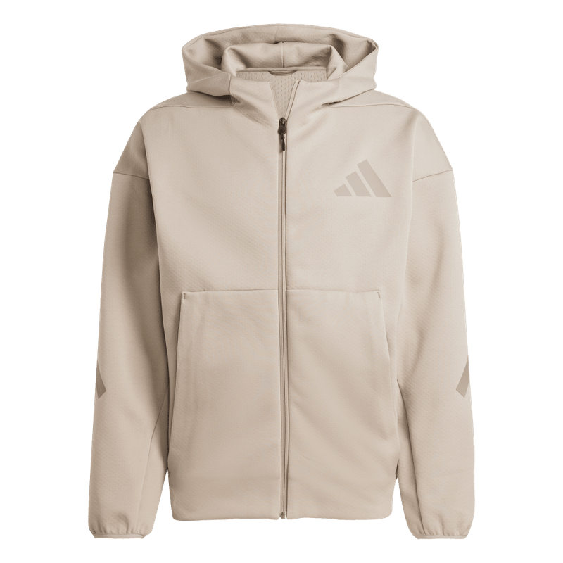 Chaqueta-adidas-para-hombre-M-Z.N.E.-Fz-para-moda-color-beige.-Frontal-Sobre-Modelo