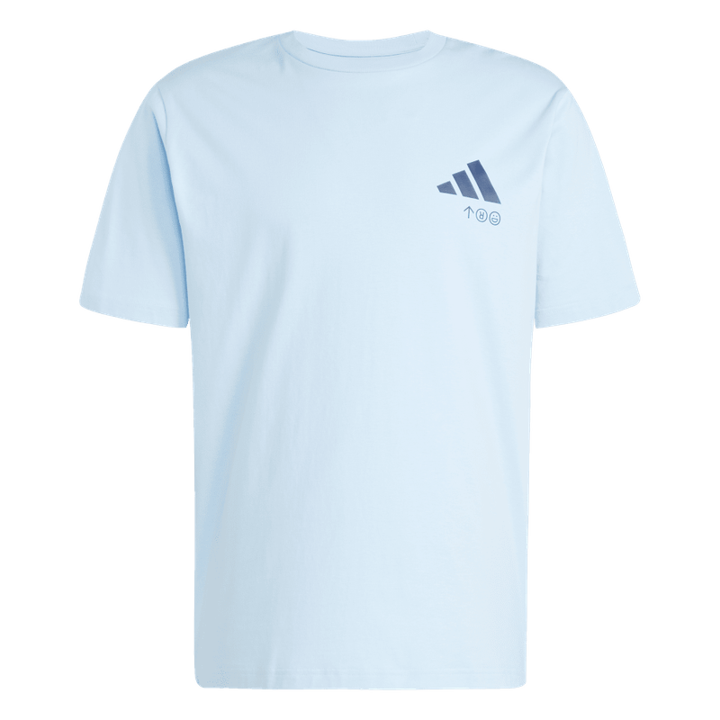 Camiseta-Manga-Corta-adidas-para-hombre-M-L-Verb-Fos-T-para-moda-color-azul.-Frontal-Sobre-Modelo