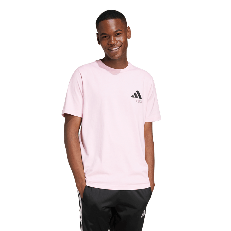 Camiseta-Manga-Corta-adidas-para-hombre-M-L-Verb-Fos-T-para-moda-color-rosado.-Frente-Sobre-Modelo