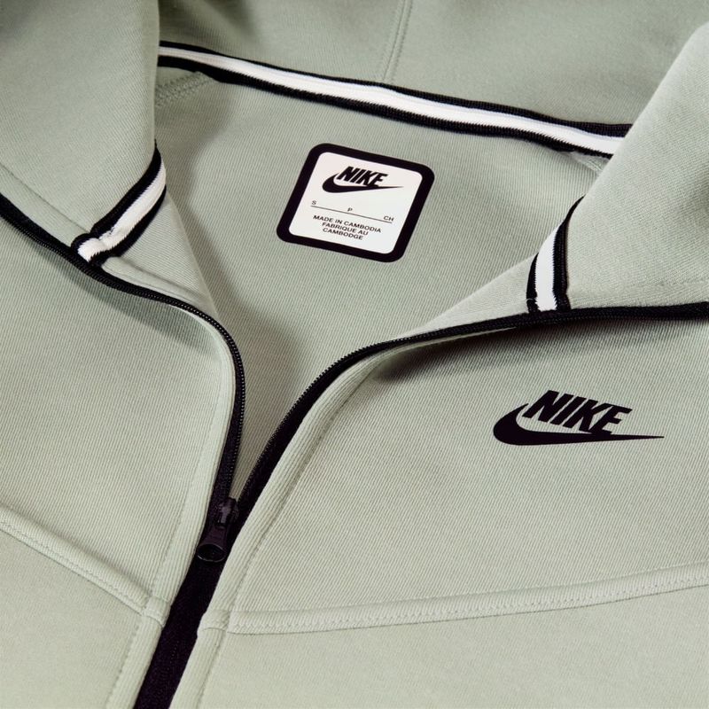 Hoodie-nike-para-mujer-W-Nsw-Tch-Flc-Wr-Fz-Hdy-para-moda-color-verde.-Simbolo