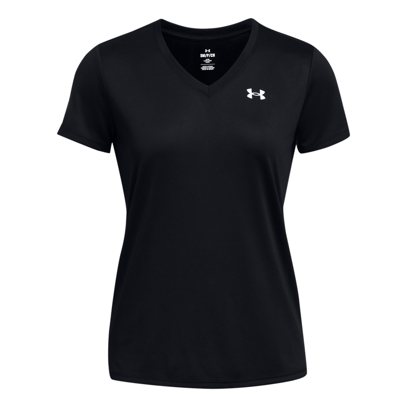 Camiseta-Manga-Corta-under-armour-para-mujer-Tech-Ssv--Solid-para-entrenamiento-color-negro.-Frente-Sin-Modelo