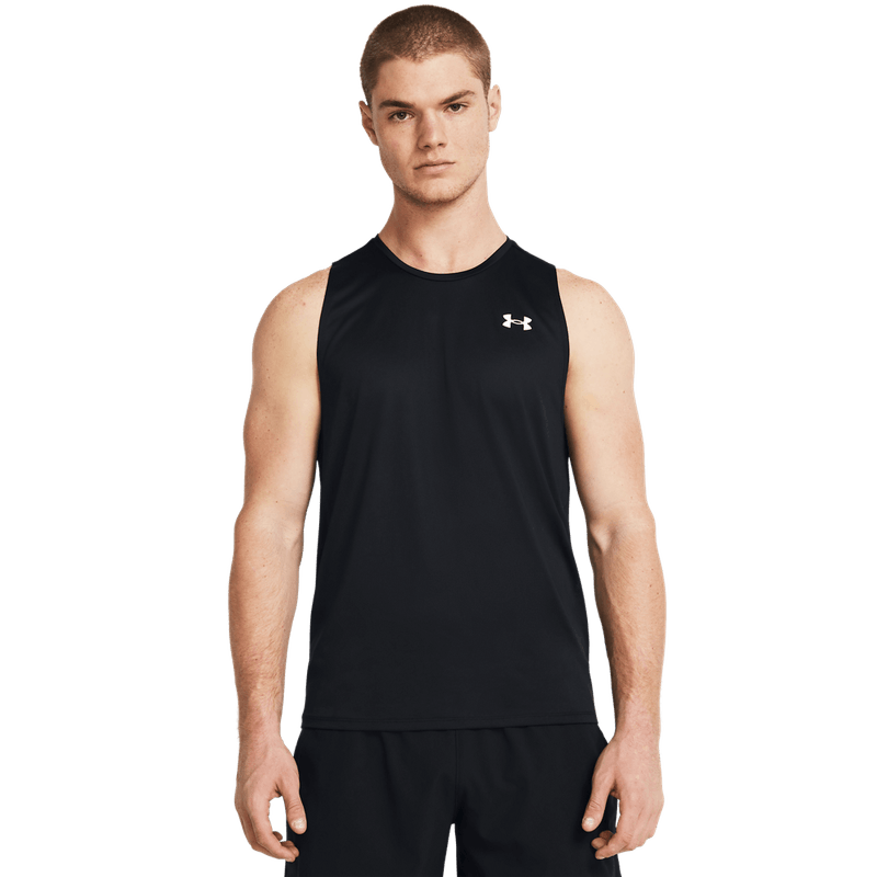 Camiseta-Manga-Sisa-under-armour-para-hombre-Ua-Tech-Tank-para-entrenamiento-color-negro.-Frente-Sin-Modelo