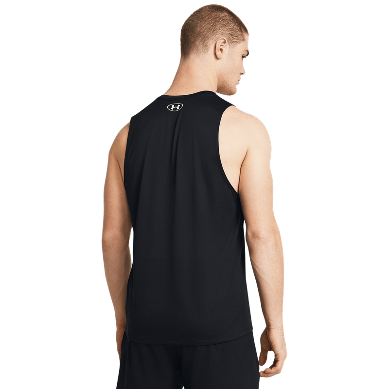 Camiseta-Manga-Sisa-under-armour-para-hombre-Ua-Tech-Tank-para-entrenamiento-color-negro.-Reverso-Sin-Modelo