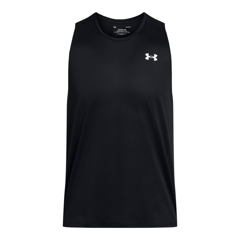 Camiseta-Manga-Sisa-under-armour-para-hombre-Ua-Tech-Tank-para-entrenamiento-color-negro.-Frente-Sin-Modelo